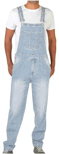 NUSGEAR Mono Pantalones de Vaqueros Hombre Mezclilla Peto Trabajo Bib Jumpsuit con Bolsillos Trabajo Moda Suelto Casual Fiesta Pant Jeans Denim Pantalones Mono 2024