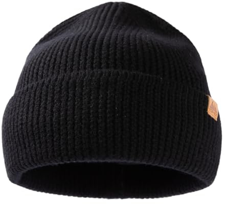 TOP-EX 100% Merino Mütze Schwarz, Warme Wintermütze für Herren und Damen, Strickmütze, Beanie für Männer, Outdoor Sportmütze, Wollmütze für Wandern, Skimütze für Laufen XL/XXL