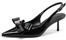 QUEEN HELENA Décolleté Scarpe Eleganti a Punta Chiusa Slingback Donna K3738 (Nero, Sistema Taglie Calzature EU, Adulto, Donna, Numero, Media, 39)