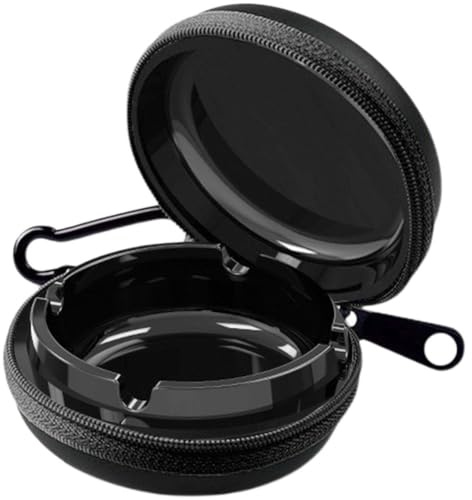 Glixoft Portable Pocket Ashtray with Keychain Travel Tray Round Holder Cigarette Container for Outdoor Travel Use