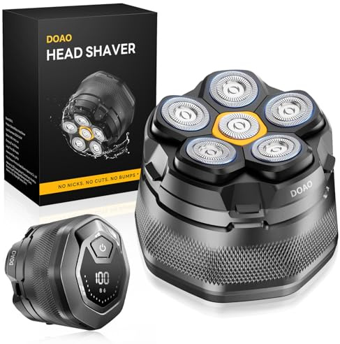 Rasoio Testa Calva, 2025 Aggiornato rasoio Capelli Uomo Testa Calva Impermeabile Cordless 6D rasoio Elettrico Fluttuante Flessibile con rasoio Testa Magnetiche, Interfaccia USB-C