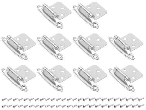 QUARKZMAN Bisagras Para Gabinete Cocina Inset, 20Pcs Bisagras Semiocultas Media Superposición 1/2, Gabinete Para Montaje Superficial Bisagras Autocerrantes Con Tornillos, Plata Níquel