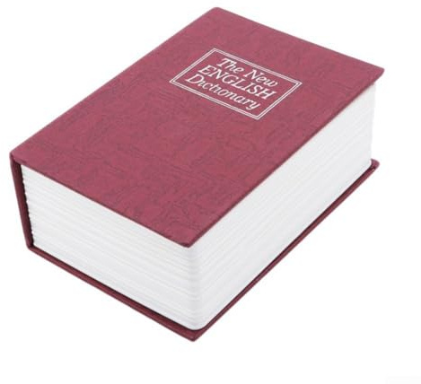 Zahlenschloss, Buchtresor, sichere diskrete Aufbewahrung für Schmuck und Schlüssel, verdecktes Buch-Design, leicht und kompakt, mehrfarbig, für Regale oder Schubladen zu Hause und im Büro (rot)