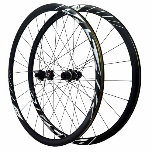Landsvägscykel Fram- Och Bak Hjul 700C Genomgående Axel Hjulset 15/12 * 100 12 * 142mm, 30mm Double Wall Cykelfälgar, 7/8/9/10/11/12Speed ​​Cassette, Center Lock Skivbroms(Black,F15 R12)