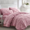 CoutureBridal Rosa Bettwäsche 220x240cm Mädchen Pintuck Plisseefalten Mikrofaser Wendebettwäsche Set Uni Doppelbett Bettbezug mit Reißverschluss und 2 Kissenbezug 80x80cm