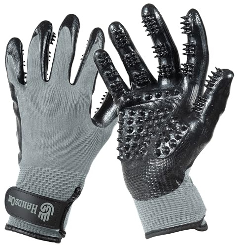 Award-Winning Pet Shedding, Grooming, Bathing Gloves (Grey, Small)