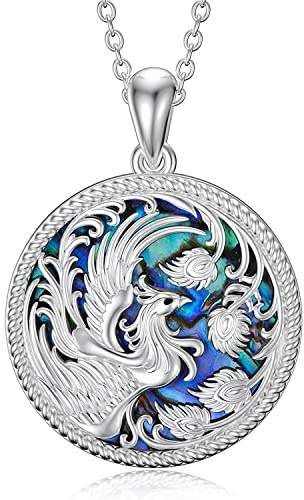 enjoylifecreative Collana con ciondolo Phoenix in argento sterling 925 Phoenix Abalone Shell gioielli regali per donne e ragazze