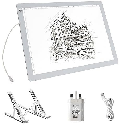 YINGWOND Leuchttisch A4 für Diamond Painting, Dimmbarer Leuchtplatte mit Ständer 8000 Lux Light up Tracing Pad A4 Lightpad für Diamond Painting/Zeichnung/Tattoo/Röntgenbetrachtung/Skizzieren