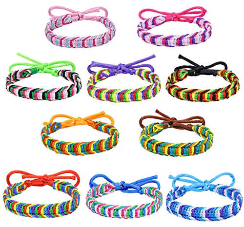 Cosswe Freundschaftsarmband,10 Stück Handgefertigt Gewebte Armbänder Bunte Freundschaftsbänder Verstellbar Geflochtenes Armband für Handgelenk Fußkettchen Mädchen Frauen Kinder