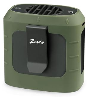 zeadio Portable Waist Clip Fan, 3 Speeds 10000mAh Operated Hands-free Wearable Necklace Fan, with lighting function for Hot Flashes Home Office Travel Outdoor Sports - Green