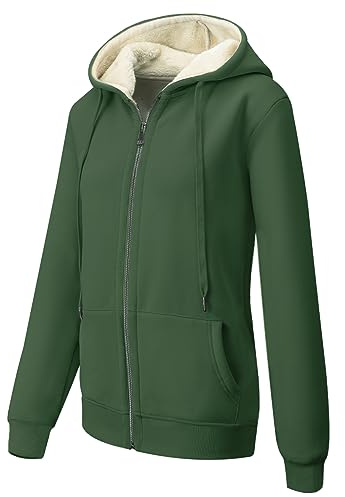 MOVE BEYOND Womens Zip-up Hoodie Jacket Fleece Lined Warm Winter with Full Zipper Plain Sweatshirt