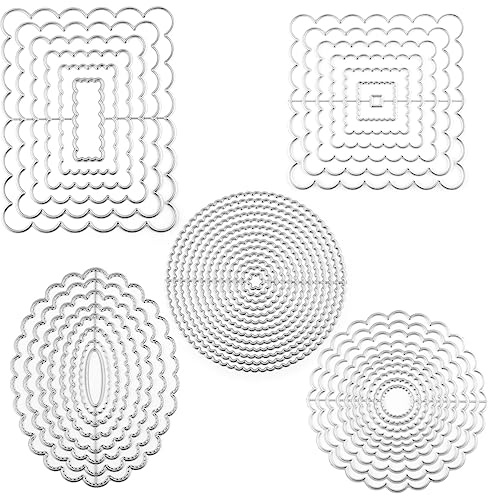 Briartw 5 st/set uddiga kanter ram skärningsmönster, metallstencil för korttillverkning, gör-det-själv klippbok, handgjord inbjudningskort vykort, frigör stress, prägling dekoration hantverk verktyg