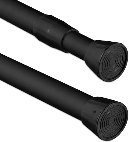 Relaxdays Teleskopstange, 66–110 cm, Klemmstange für Duschvorhang, Gardine, Türrahmen, Edelstahl, ohne Bohren, schwarz