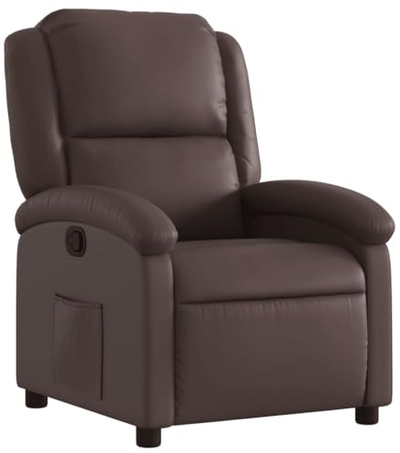 vidaXL Sillón Reclinable, Silla con Respaldo Reposabrazos, Sillón de TV Relax Descanso, Asiento para Salón Hogar, Cuero Sintético Marrón