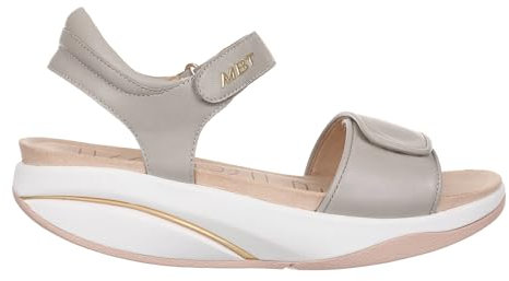 MBT MALIA 2 Sandalen für Damen aus Schafleder. Leichtes und bequemes Schuhwerk für Frühling und Sommer. Physiologisches Schuhwerk für Komfort und Stabilität. Moderne Sandalen mit Klettverschluss. Grau