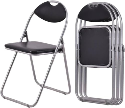 TANGZON 4 Pack Folding Chairs with Padded Seat, Metal Frame | Conference and Dining Desk Chairs, Foldable Office Seating, Wipe-Clean PVC, 115 kg Capacity per Chair, No Assembly