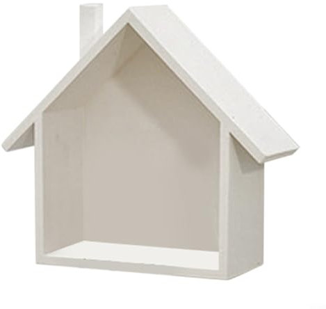 Puupaa Wandmontiertes Regal, Holzhaus, Wandaufbewahrungsregal, Vitrine, Pflanzentopfhalter, Organizer für Schlafzimmer, Badezimmer, Wohnzimmer, Küche, Büro (weiß)