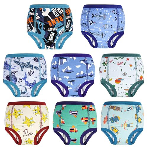 MOEMOE BABY 8 Stück Töpfchen Traininghose Kinder, Waschbar & Wiederverwendbar Töpfchentraining Unterhosen für Jungen 3 Jahre