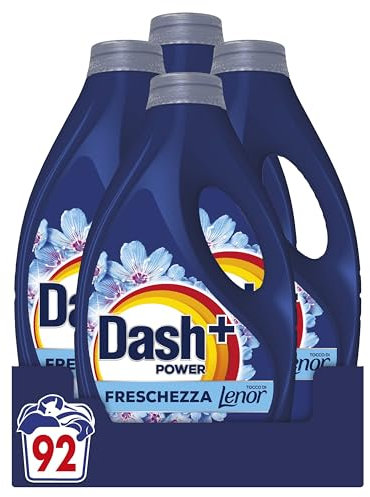 Dash Power Detersivo Liquido Lavatrice, 92 Lavaggi (4x23), Freschezza Di Lenor, Risveglio Primaverile, rimuove addirittura gli odori di sudore vecchi di 7 giorni, per una pulizia impeccabile