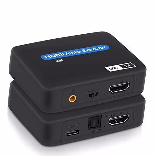 DUOBAGMA HDMI Audio Extractor 4K optisk splitter, 3,5 mm optisk Toslink SPDIF Audio Converter-adapter för Fire Stick, Xbox, PS5 PS4