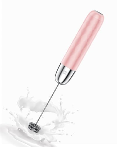 Maestri House LunaFro Mini LunaFro - Montalatte ricaricabile, in acciaio inox rimovibile, frusta per bevande, schiumatore, mini mixer per matcha, latte (rosa/argento)