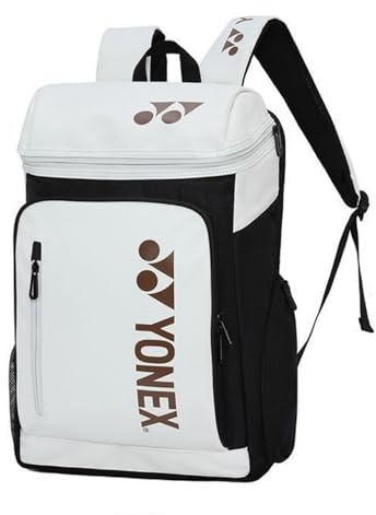YONEX Mochila deportiva de gran capacidad de calidad, bolsa de raqueta con múltiples compartimentos para bádminton y tenis, compartimento separado para zapatos (color blanco y negro)