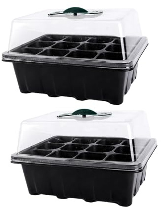 Gatuida 2piezas Caja Semillero con Cavidades y Orificios De Ventilación De Negro Recipiente para Cultivo y Germinación Jardín Contenedor para Iniciar Semillas y Plantas Pequeñas
