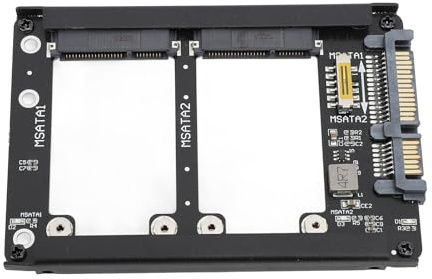 TIKATARER Soporte de Montaje SSD, Bay de Disco Duro 6 Gbps Admite Hot III Tarjeta de Adaptador SSD con el Marco de la Carcasa Dual MSATA a 2.5 Pulgadas III Adaptador para PC