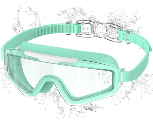 Ambienden HD Schwimmbrille Kinder, Antibeschlag & UV-Schutz, Weitwinkel, Einfache Einstellung, Silikon-Dichtung, Taucherbrille Kinder 3-14 Jahre Unisex, T-GN