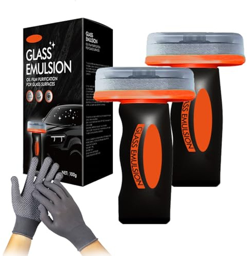 Glass Emulsion, Bürste zur Reinigung von Auto-Ölfilmen, Ölfilmentferner für die Autoscheibenreinigung, Autoglasreinigungsbürste für alle Windschutzscheibenoberflächen (2)