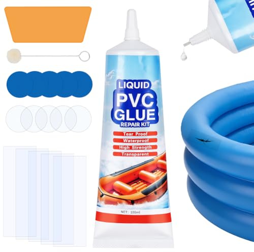 AOOWU PVC-reparationssats för poolvatten och vinylreparationssats för luftmadrasser, bojar, tält, uppblåsbar slott, jacuzzi, leksaker, uppblåsbara båtar och kajaker