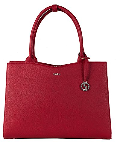 Socha Laptoptasche Damen/Businesstasche Frauen/Aktentasche mit Tragegurt - Elegant - Extra leichte Synthetik - Straight Line Red - 15.6 Zoll Rot