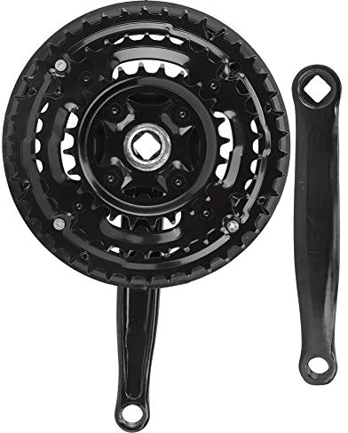 Keenso Bielas de Acero de Alto Carbono, Bielas de Bicicleta de Montaña de 24-34-42T Dientes 170mm para Componentes de Transmisión de Bicicleta de Montaña de 21/24/27 Velocidades