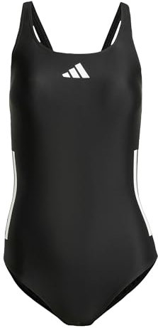 Adidas Femme 3 Stripes C-Back Swimsuit, Black/White, 38
