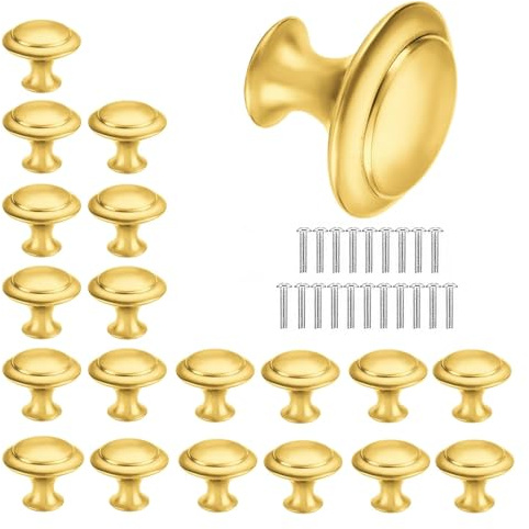 Pomelli Per Mobili Oro Rotondi, Lucidi - Per Bambini, Porte, Armadietti, Cassetti e Guardaroba - Accessori Mobili Con Viti Di Montaggio