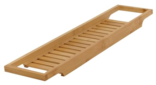 URBNLIVING Luxury Bamboo Bath Tub Caddy Tray Rack 64x15cm - Wooden Bath Shelf Organizer for Book, Wine, Tablet - Spa Relaxation Accessory by - Stylish Bathroom Storage Solution