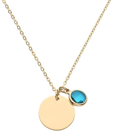 Personalisierte Halskette mit Gravur & Simulierte Geburtsstein, Schmuck Anhänger Kette mit Namen, Edelstahl Namenskette für Weihnachten Geburtstag