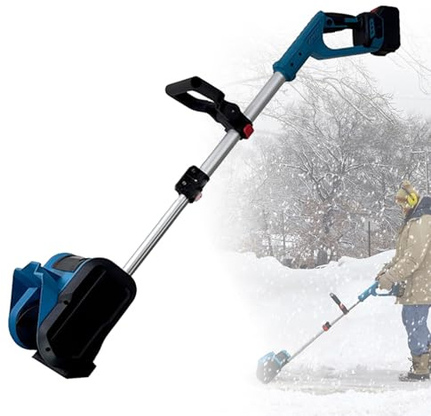 Pala de nieve eléctrica, barredora de nieve inalámbrica con motor sin escobillas de 1200 W, 2800 r/min, ancho manual de 10 pulgadas, incluye 2 baterías, pequeña herramienta de limpieza de nieve para