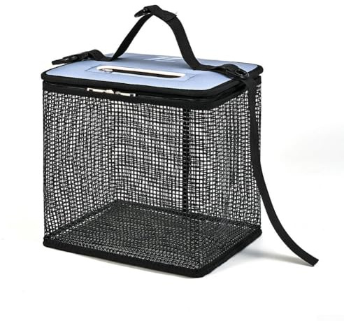 Eawfgtuw Panier de pêche flottant pour stockage d'appâts vivants, piège à poisson pliable avec poche en filet submersible et couvercle flottant, 28 x 26 x 21 cm et (28 x 21 x 26 cm)