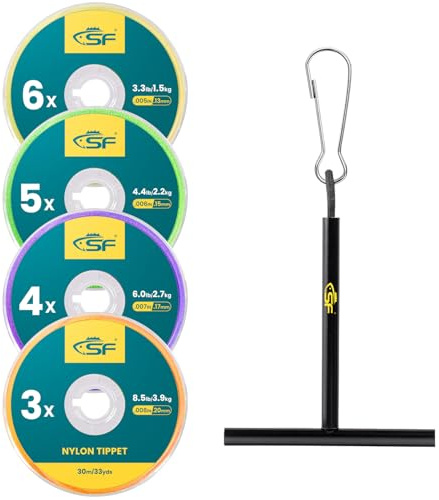 SF Tippet de Nailon Transparente con Soporte, para Pesca con Mosca, Ideal para truchas, 3-4-5-6X