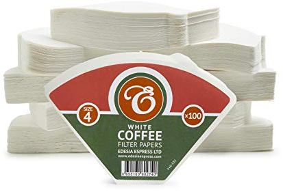 EDESIA ESPRESS – 1000 Filtros de Café Cónicos de Papel – Filtro de Café N°4 para Cafetera Manual, Método Pour-Over y Preparación Suave – Tamaño 4 Blanco