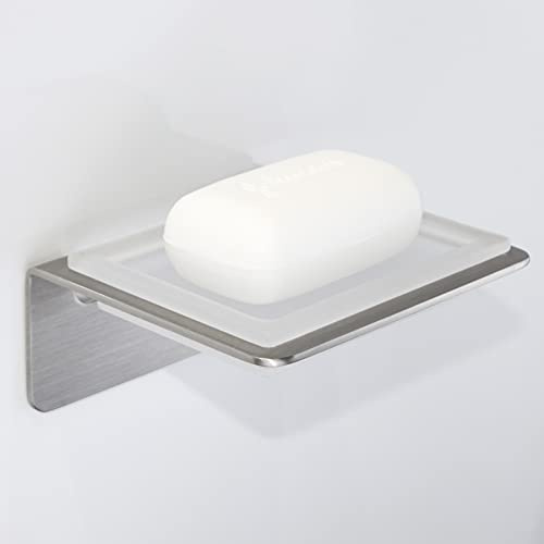 Frafuo Shower Soap Holder - Minimalist Design SUS 304 Soap Dish - No Drilling Bar Soap Holder - Max Bearing 10LB