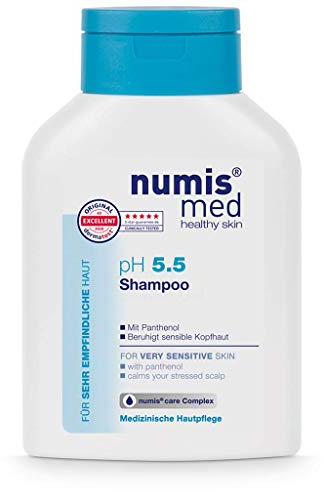 numis med Shampoo ph 5.5 - Hautberuhigendes Haarshampoo für sehr empfindliche & sensible Haut - vegane Haarpflege ohne Silikone, Parabene & Mineralöl - Haar Shampoo (1x 200 ml)