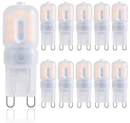 YUANHENLIZ G9 LED Bulbs Warm White Dimmable Energy Saving Lamp 2.5W-3W Wall Light,360 ° Degree Beam Angle LED Light Bulb, Equivalent 30W G9 Halogen Bulbs,10 Pack
