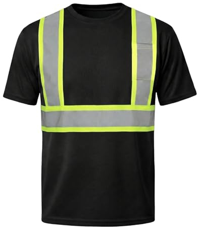 HYCOPROT Camiseta de Alta Visibilidad Chaleco de Seguridad Reflectante Camisa de Manga Corta Ligera y Transpirable Ropa de Trabajo Camisas De Manga Corta