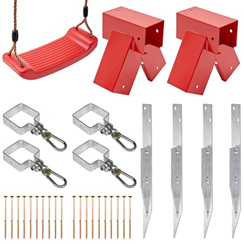 Bausatz zum BAU Einer Spielplatzschaukel - Gartenschaukel - Kinderschaukel - Eine Plastikschaukel| Hergestellt in der Europäischen Union (90°, Rot)