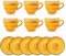 Wilmax | SPIRAL Tassen mit Untertassen | 6er-Set | 110 ml | Tassenset aus Porzellan | Becher Für Getränke, Desserts, Café | Modernes Design | Teetassen | Kaffeetassen | Spülmaschinenfest