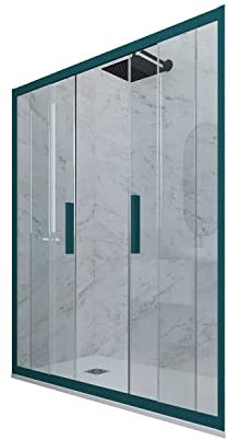 Puerta de ducha deslizante en nicho 170 CM de PVC Verde night watch H 200 Vidrio Transparente mod. Glam