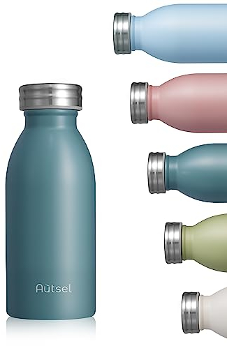 Autsel Borraccia Termica 350ml Bottiglia Termica Isolamento Sottovuoto a Doppia Parete Bottiglia in Acciaio Inox Senza BPA per Scuola, Campeggio, Yoga, Ciclismo