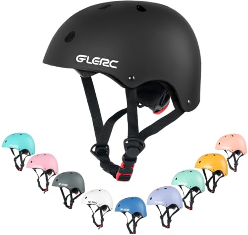 Glerc Kids Multi-Sport Helmet for Boys & Girls Ages over 8 years old, for Bike, Scooter, Skate & More, Adjustable Size M, Black